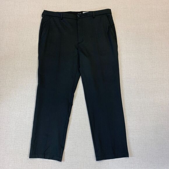 Greg Norman Dress Pant Mens 40x30 VJONE Black Flat Front Stretch Polyester Blend - Picture 2 of 9